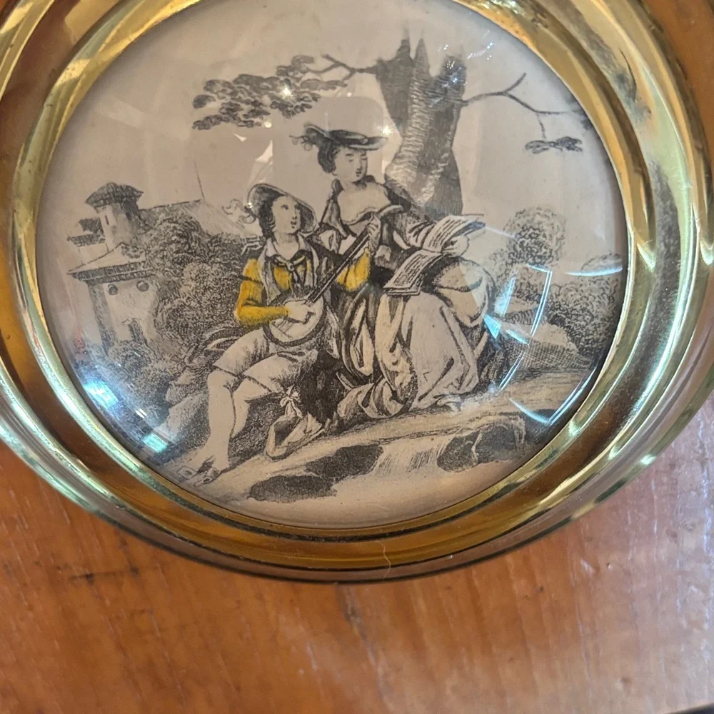Gold Framed Vintage Romantic Scene Wall Art - Yellow Accent